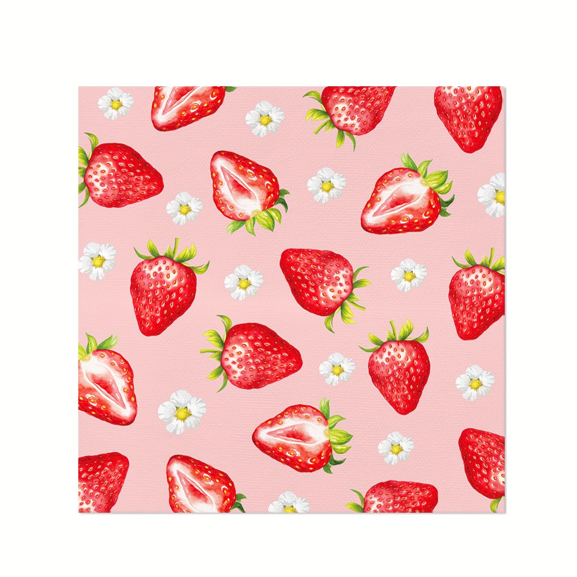 TEMU 20pcs Strawberry Paper Napkins Suitable For Birthday Wedding Party Table Decorations, Pink Strawberry-themed Disposable Fruit Napkins With Berry