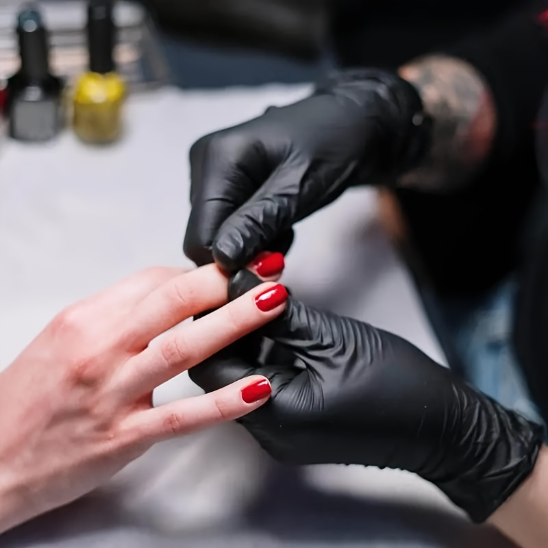 Disposable Black Nitrile Gloves Available in Packs of 20, 50, Or 100, Suitable for Tattooing, Nail Care, Painting, Dishwashing, Cleaning, Pet Bathing, And Household Kitchen And Bathroom Cleaning.