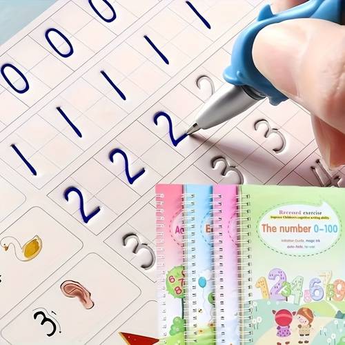 four magic handwriting exercise books magic calligraphy exercise books that reused tracking books 4 books 1 pen 8 refill christmas gifts