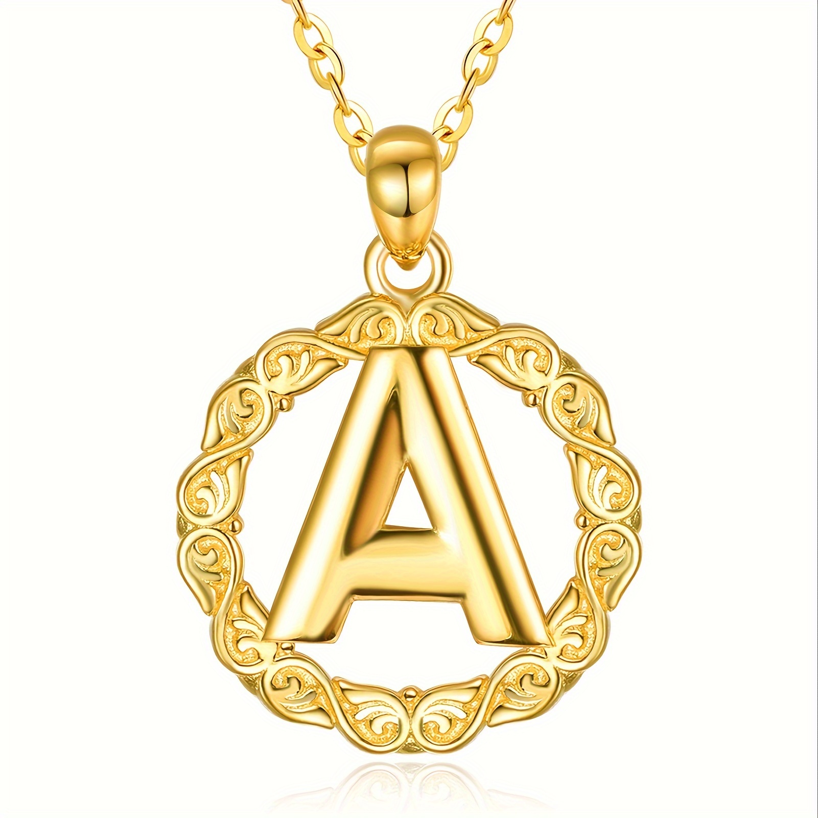 Collana per donna in argento sterling 9,25 placcato oro 14 con ciondolo a 26 lettere, regalo di San Valentino per la festa della mamma, compleanno, Natale, con catena da 18"+2"_voghion.com