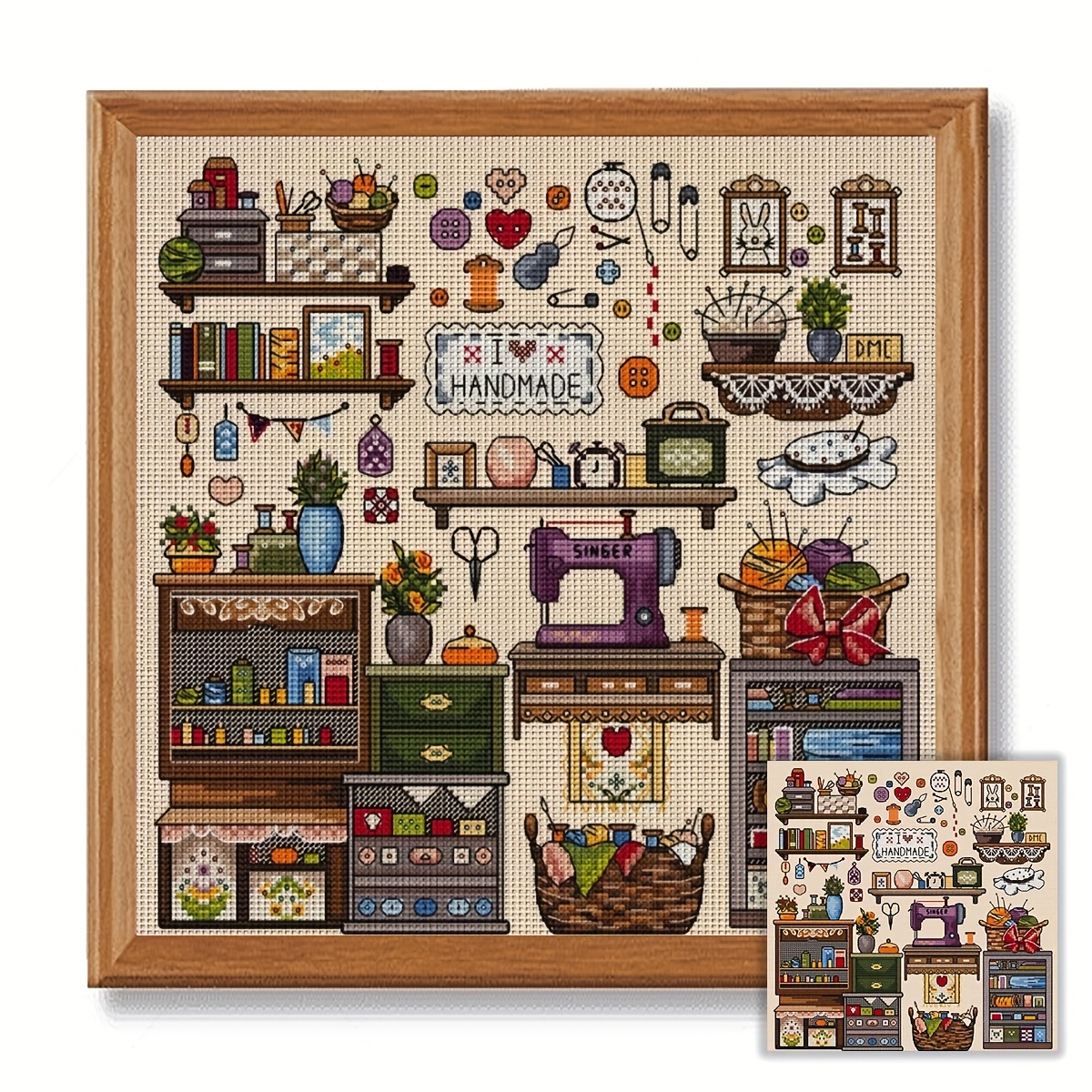 TEMU 1 pezzo kit senza cornice 40x40 cm/15,7x15,7 pollici 11CT/14CT con stampa, modelli divertenti, set per fai da te per adulti e principianti, tela