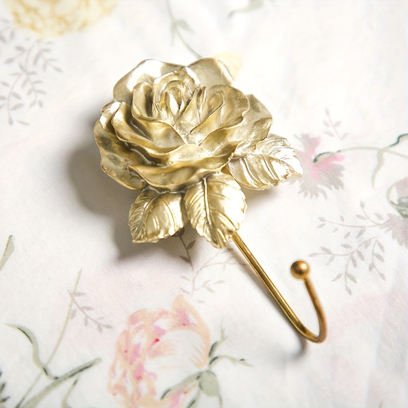 Golden Heart shaped Rose Flower Hook Decorative Single Hook - Temu