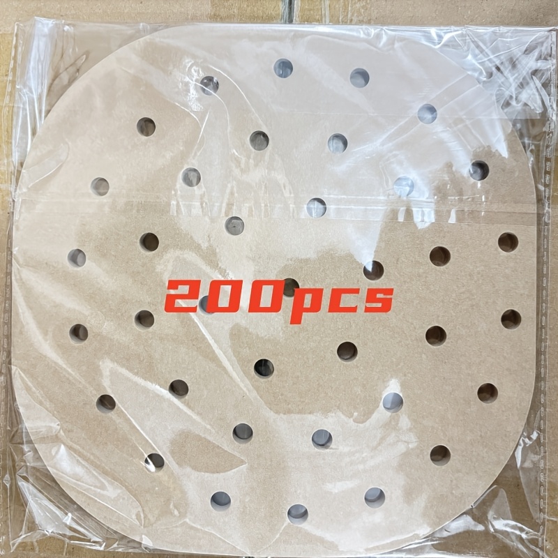 Image of 200/100pcs Heavy-duty Perforated Disposable Air Fryer Liners, Easy Clean Kitchen Essential Paper For Family Gatherings And Christmas