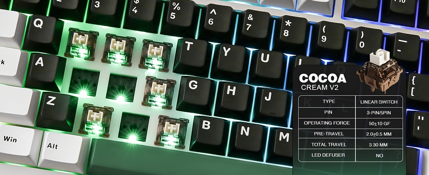 b75 gaming keyboard 75 with rgb hot swappable mechanical switches ergonomic gasket mount and multi wireless type c 2 4 details 15