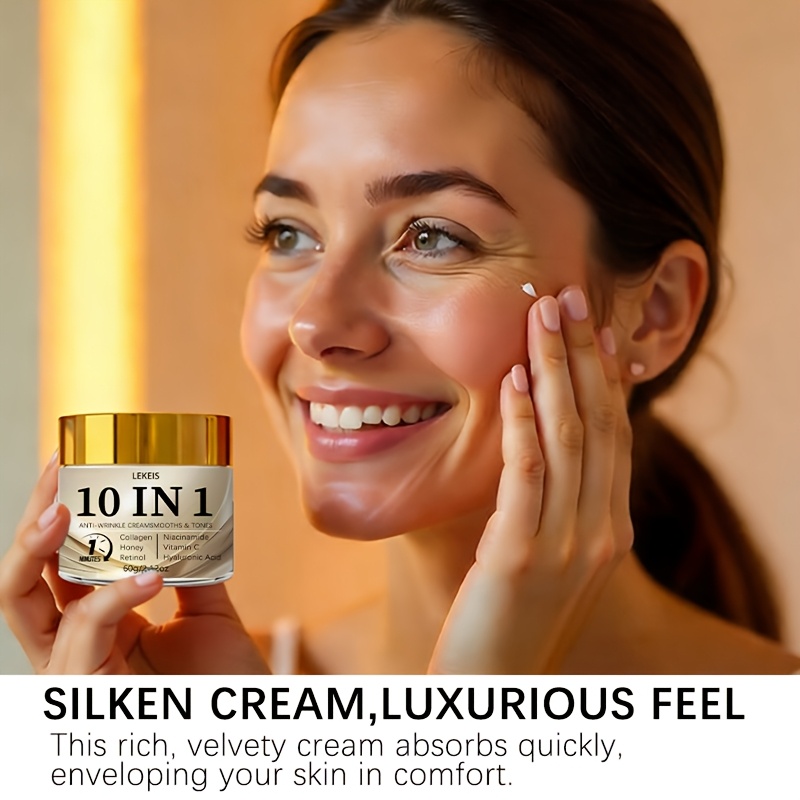 10-In-1 Instant Wrinkle Cream, Firms And Lifts Sagging Skin, Smooths Fine Lines And Wrinkles, Brightens Skin Tone, Makes Skin Look Younger, Restores Youthful Radiance, Gentle Non-Greasy Texture, Quick Absorption, Contains Collagen - Image 6