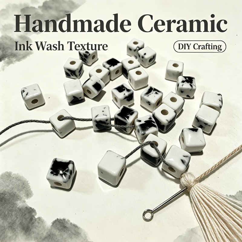 28pcs Pack Square Ceramic Beads for DIY Jewellery Making