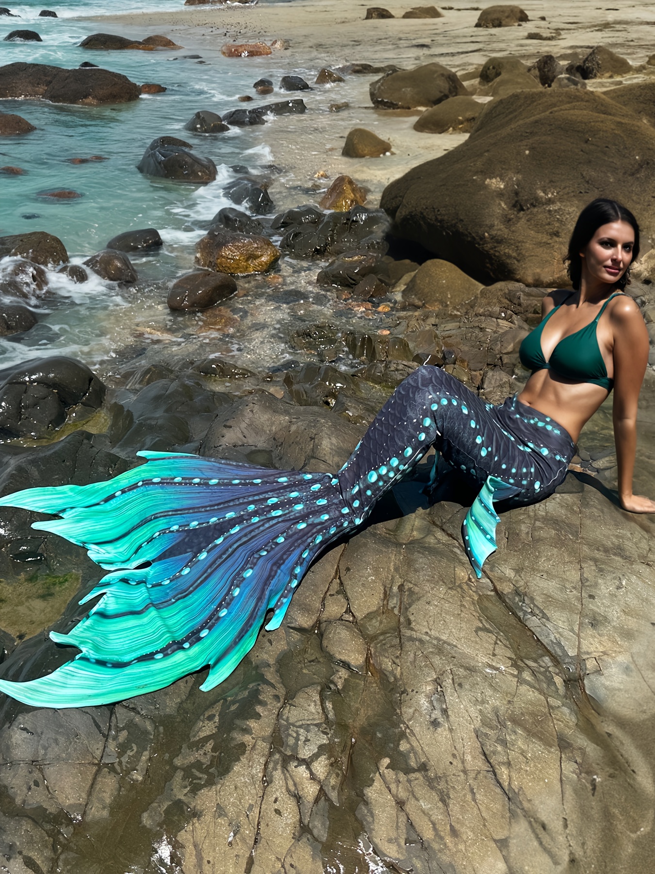 Mermaid Tail With Monofin Teens Adjustable Swimmable Mermaid Tails