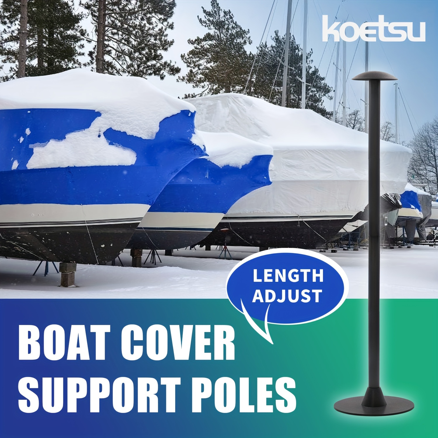 

Koetsu 1pc Boat Cover Support Pole, Adjustable Height From 12 To 54 Inches, 6-level Extension, Abs, Black, Non-textile Materials