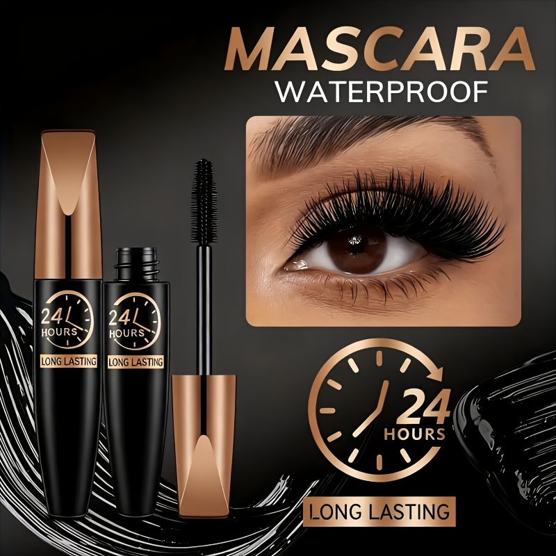 2pcs Waterproof Fiber Mascara, Eyelash Curler, Thickens And Curls, Non-dyed Black Formula, Voluminous, No Clumping, Smooth And Easy To Apply. Ideal Gift For Mother'S Day, Easter And Valentine'S Day.