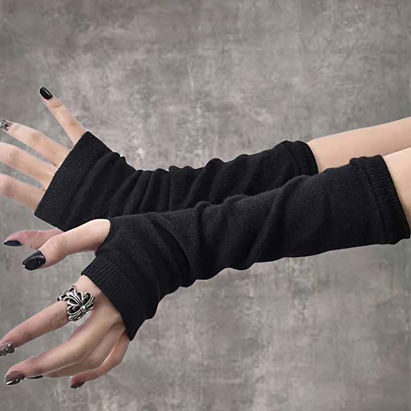 TEMU 1 Pair Women's Warm Arm Warmers - Winter Hand Gloves, Elastic Arm Warmers, Suitable For Cosplay Parties, Gym, Commuting - Cold Weather Apparel -