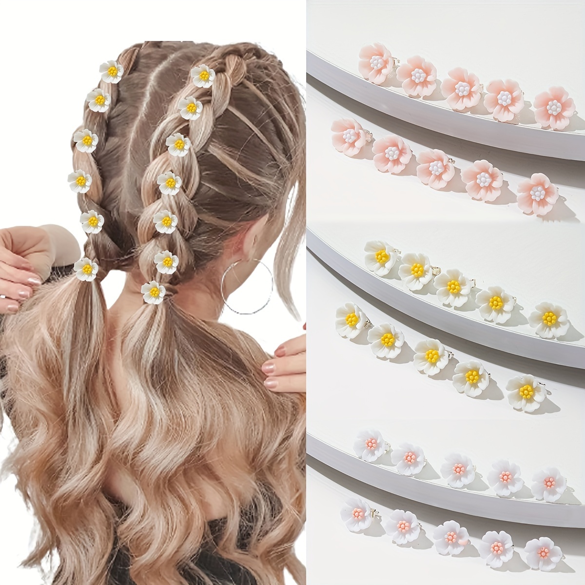 

10pcs Mini Cute Flower Hair Clips, Delicate Hair Accessories, Versatile For Beach & Wedding, Charming Hair Pins, Adorable Style