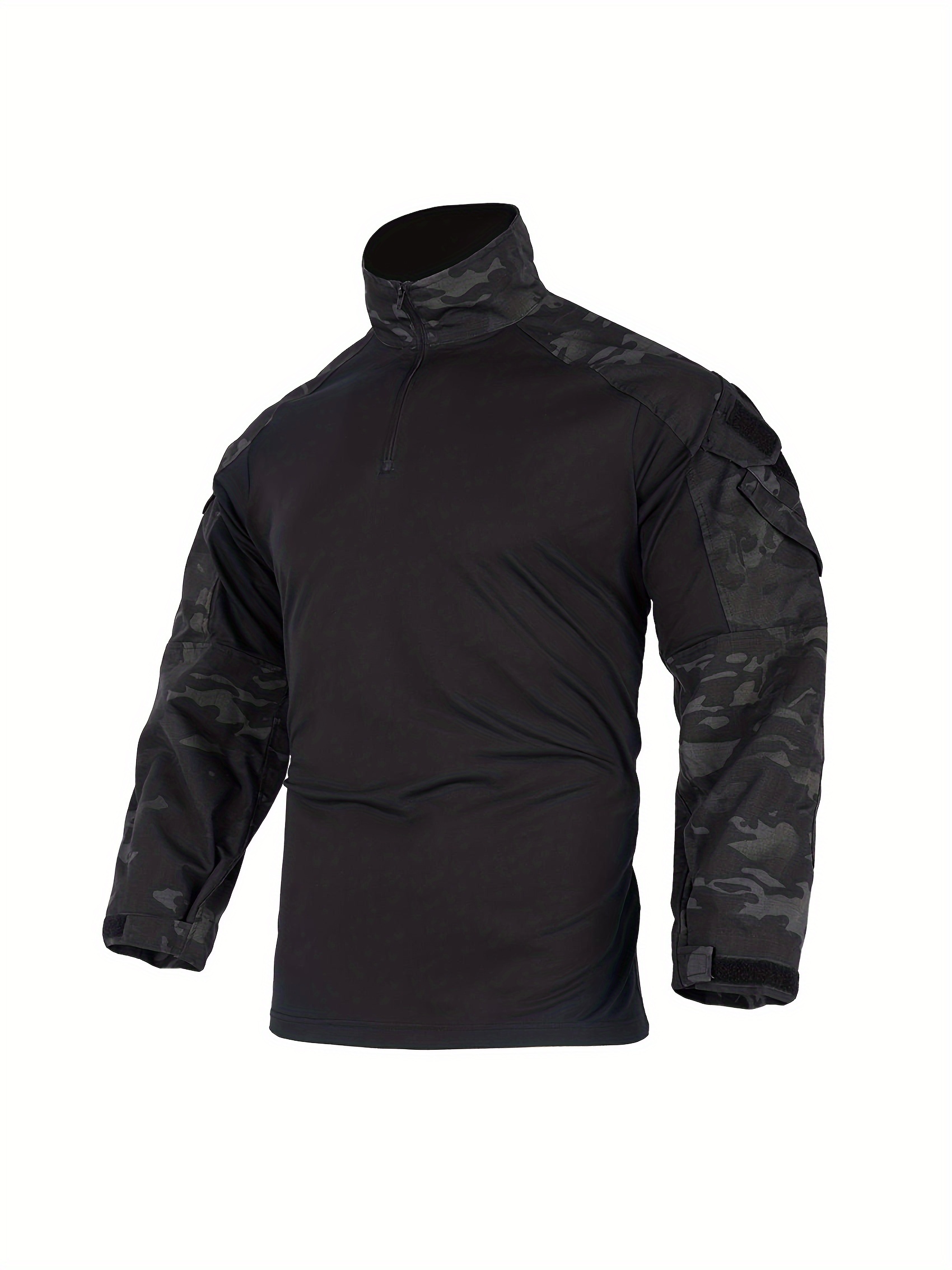 Men's Camouflage Pattern Shirt Combat Long Sleeve Shirts With 1 4 Zip For Outdoor Activities