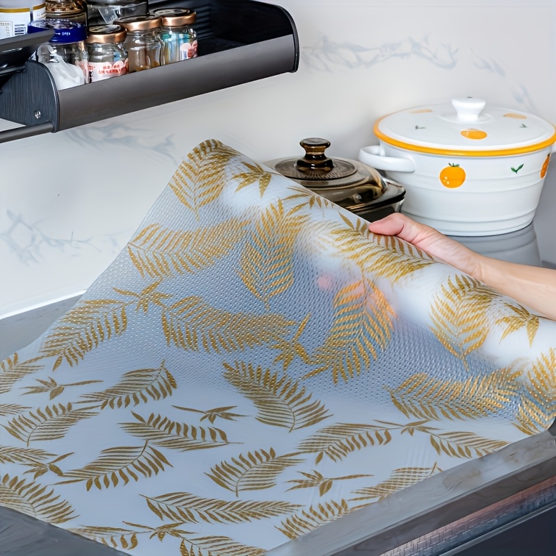 TEMU 1 Roll, Waterproof Refrigerator Liner, Non-slip, Washable And Reusable, Eva Material, Coffee Leaf Pattern, Suitable For Refrigerator And Kitchen