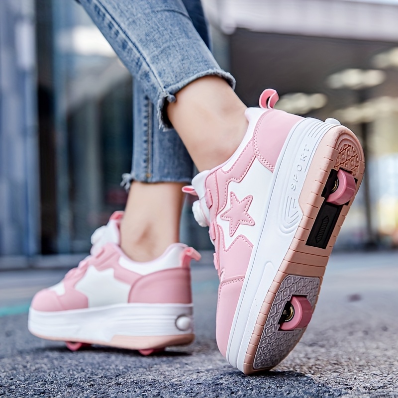 teen trendy two wheeled sneakers breathable star pattern Temu Oman