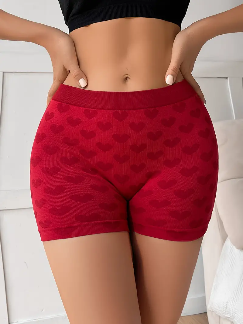 Heart Print Boyshort Panty Soft Comfort Seamless Valentine's - Temu