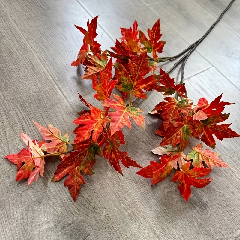 Image of 1pc 42.52-inch Artificial Silk Maple Leaf Branch, Autumn Decoration, Autumn , Wedding Bouquet Table Centerpiece, Thanksgiving Christmas New Year Decorations