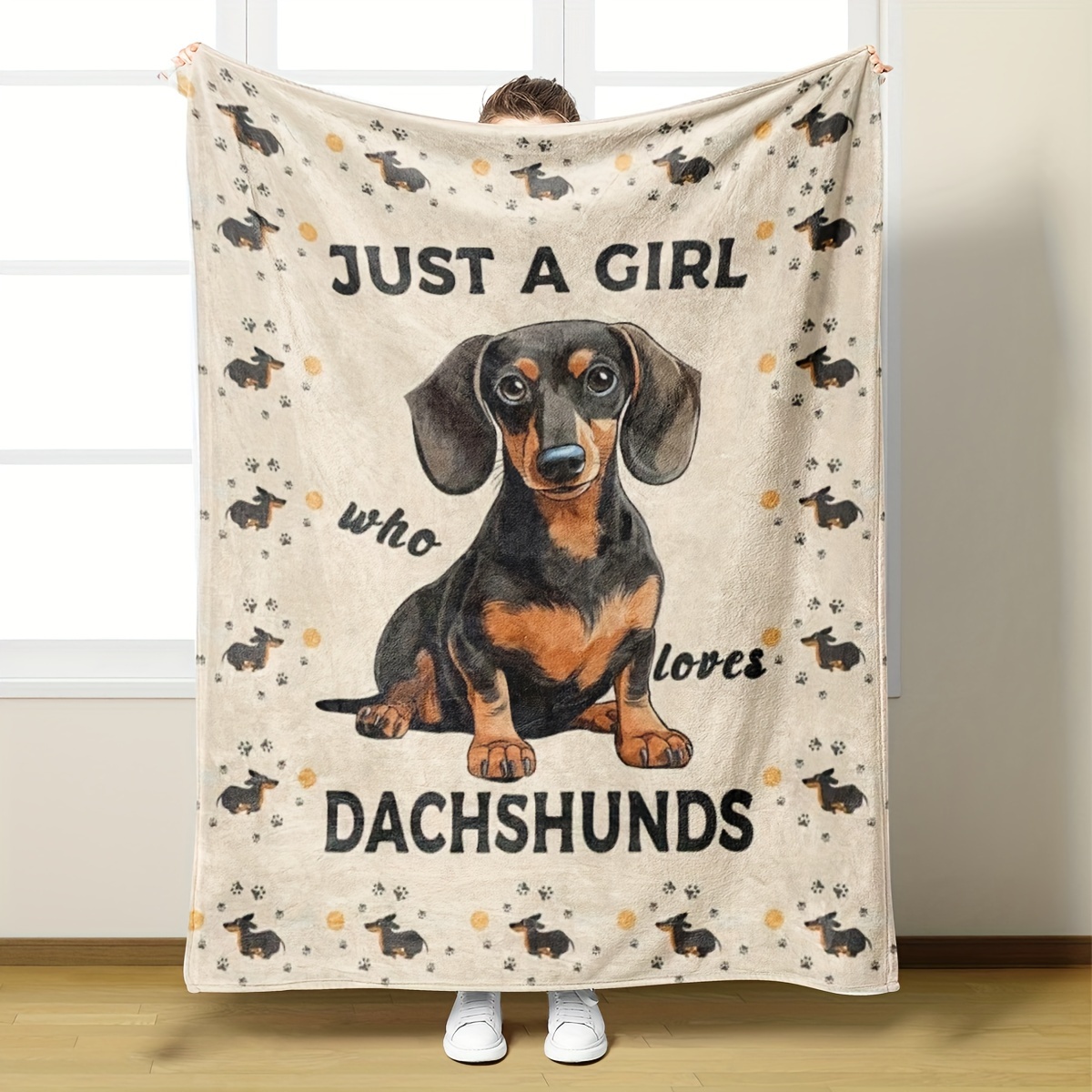 

Cozy Dachshund-themed Flannel Throw Blanket - Perfect Gift For Dog Lovers, Soft Plush Pet Blanket For Sofa, Bed, And Travel