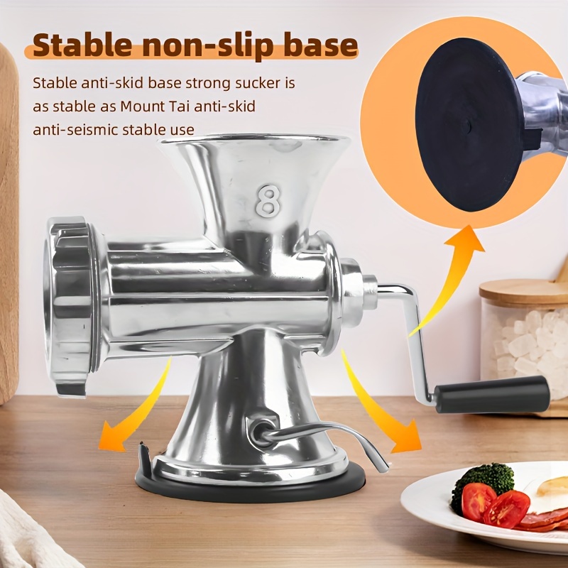 

Manual Meat Grinder With Strong Suction Base And Sharp Steel Blades, Aluminum Hand-crank Operated Kitchen Processor For Meat, Vegetables, Noodles - Easy-to-clean, Space-saving Food Grinder