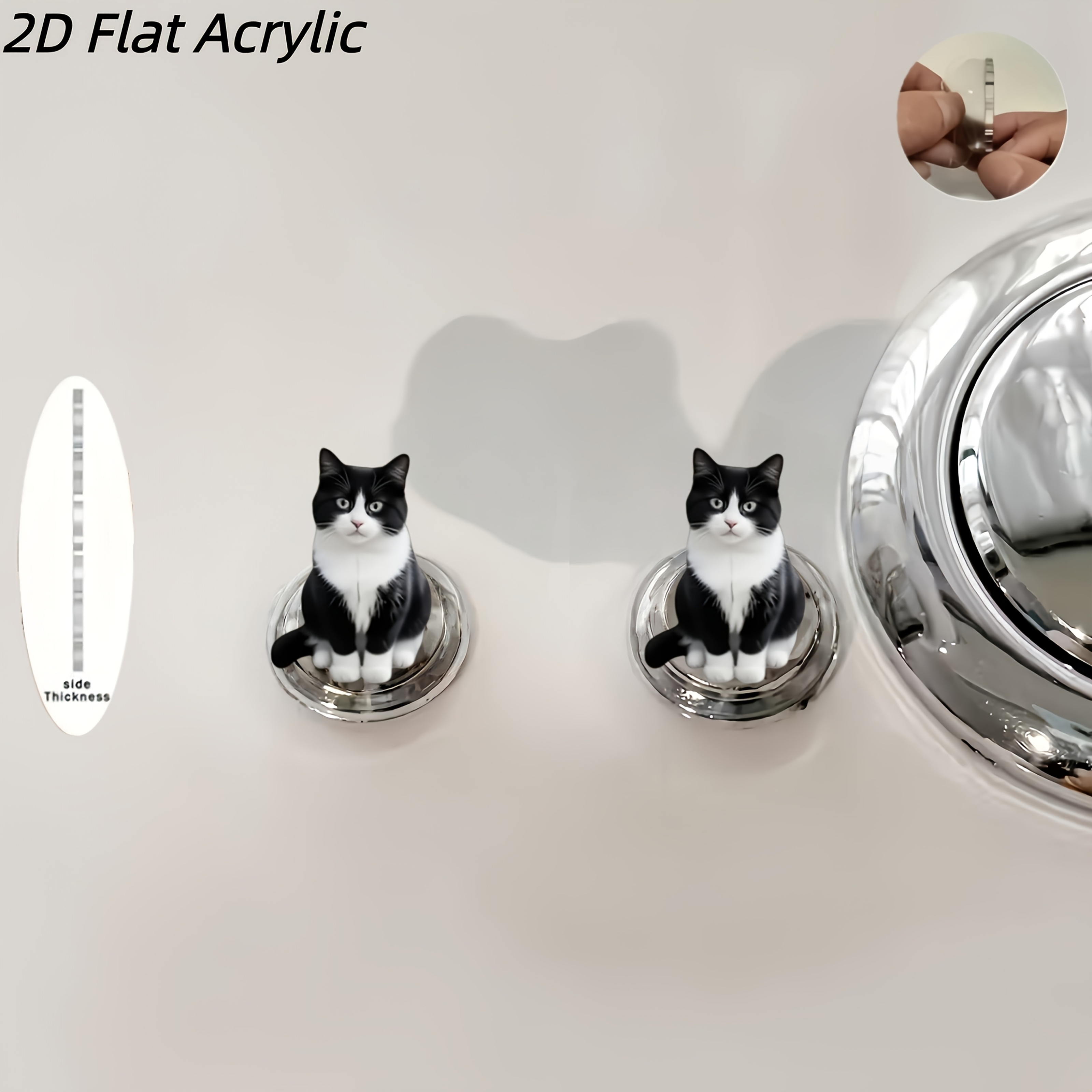 TEMU 2 Boutons de chasse d'eau plats 2D avec motif de 2 chats noirs mignons, pressoir de réservoir de toilette décoratif et fonctionnel, protecteur