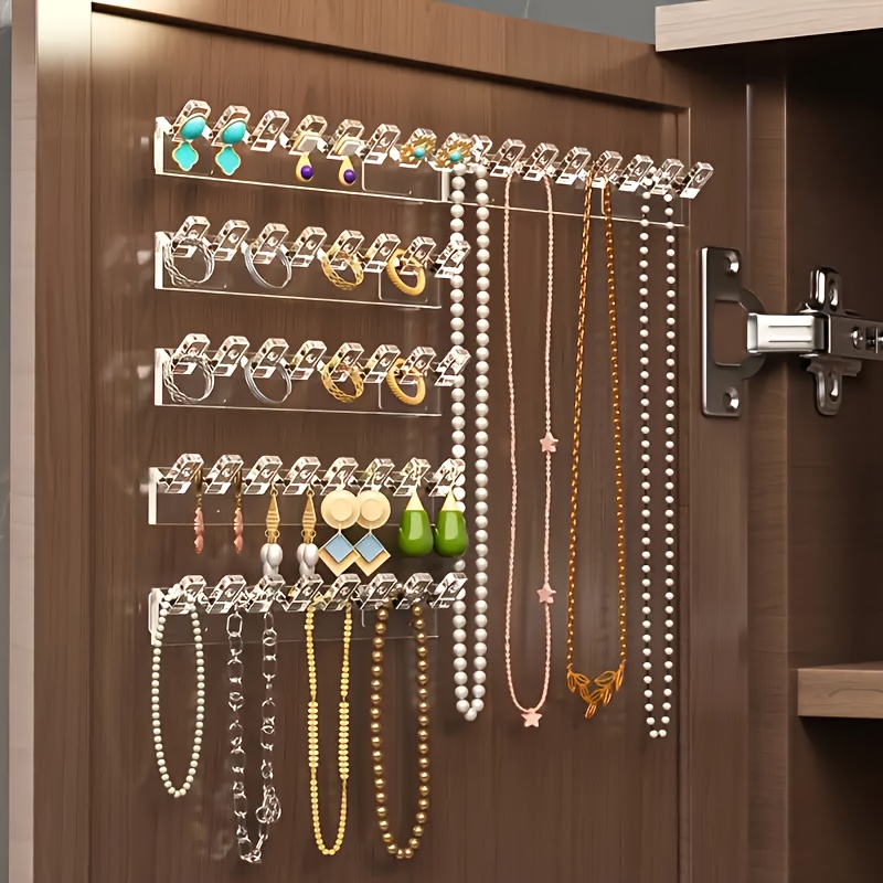 9pcs 8-hook organizzatore di gioielli in acquario   a parete - rack di stoccaggio multifunzionale salva o per collane, braccialetti, orecchini, anelli con ganci lucidati, design in plastica   per piccoli  , regalo   per soggiorno, camera da letto, bagno, organizzatore di gioielli, organizzatori di gioielli appesi