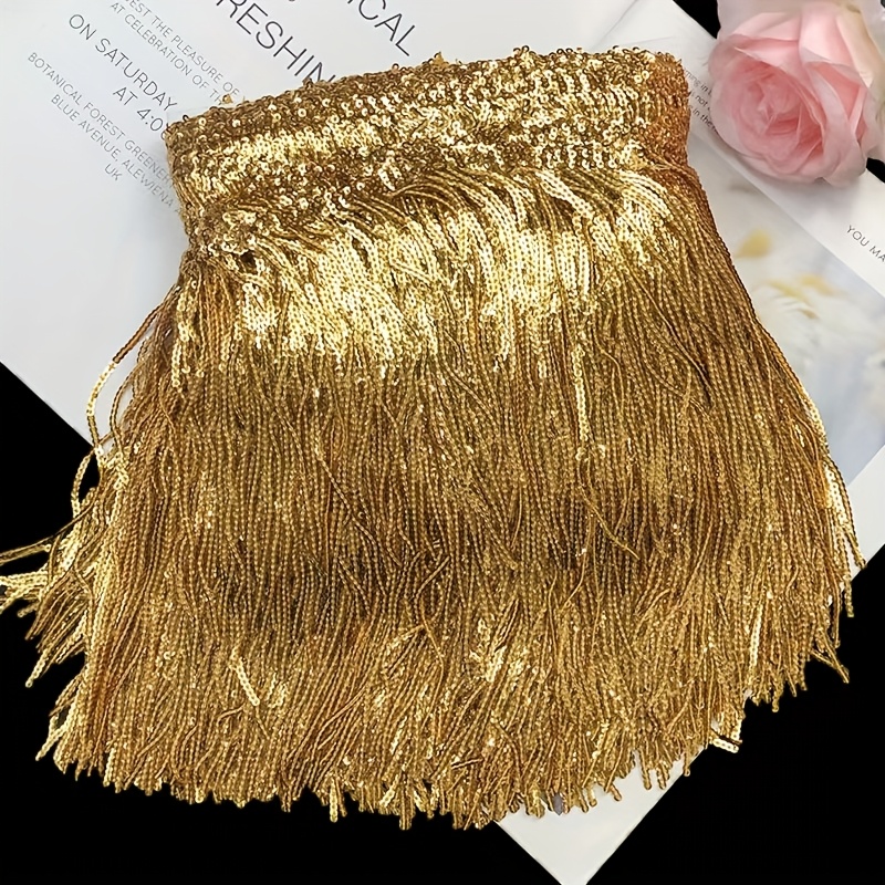 Image of Sequin Fringe Lace, Curtain Decoration Sewing Accessories, Clothing Accessories, Diy And Costume Decoration Lace Tassel Embellishments, Party Costume Decoration Supplies, Holiday Decorations