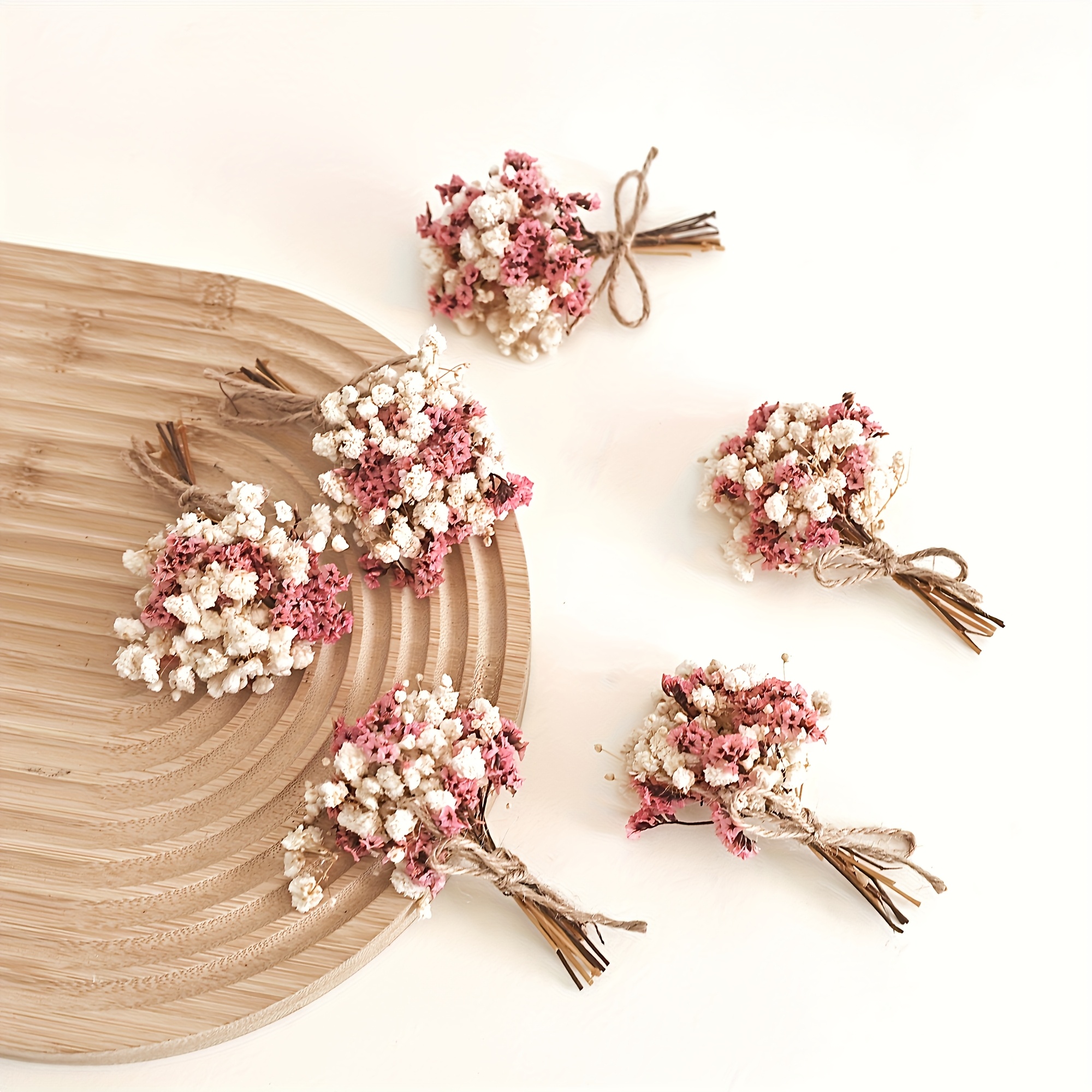 Set Of 6 Cream Pink Starry Faux Flower Bouquets - Wedding Corsages, Bridal Bouquets, Gifts For Mother's Day, Pre-made Additions, Birthday, Mother's Day & Office Decor
