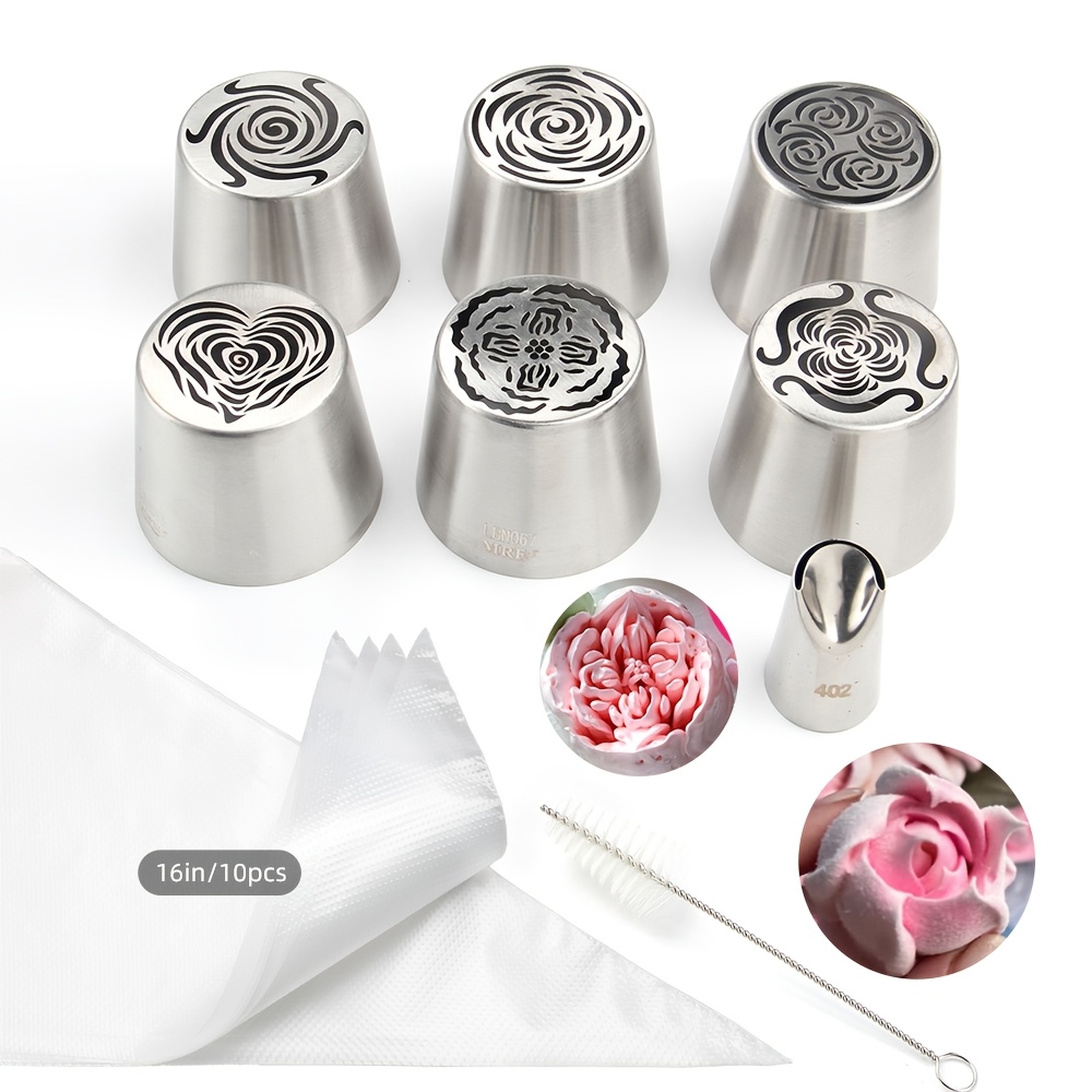TEMU Extra Large Stainless Pattern Decorating Nozzle, Diy Flower Shape Nozzle Set For Baking