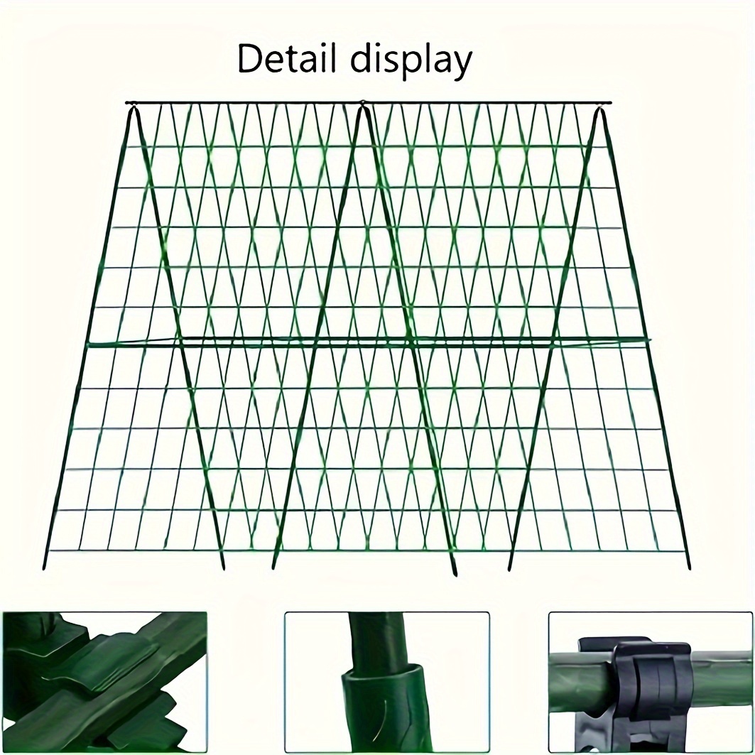 TEMU 1pc Durable Plastic Plant Support Cage Set 12 Steel Stakes And Adjustable Connectors - Versatile For Beds, For Vegetables, , Flowers, Plants