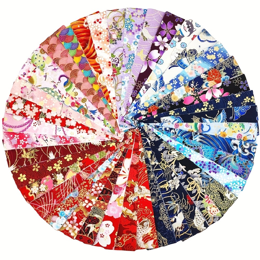 

40pcs Japanese Style Cotton Fabric, Quilting Strips Roll Different Patterns Patchwork Printed Fabric, Squares Strips Roll Wrapping Craft Sewing Supplies For Quilters Crafting Sewing Diy Crafts Gifts