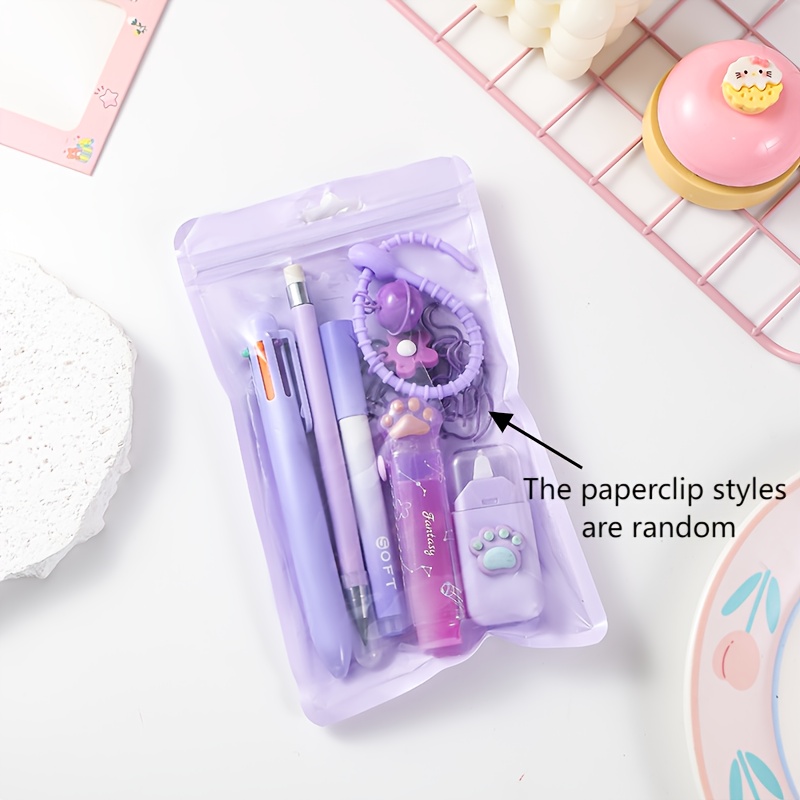 TEMU Nouvel ensemble de papeterie avec surligneurs – Kit de 11 outils d'écriture avec surligneur, stylo gel, crayon mécanique et 5 pinces à papier