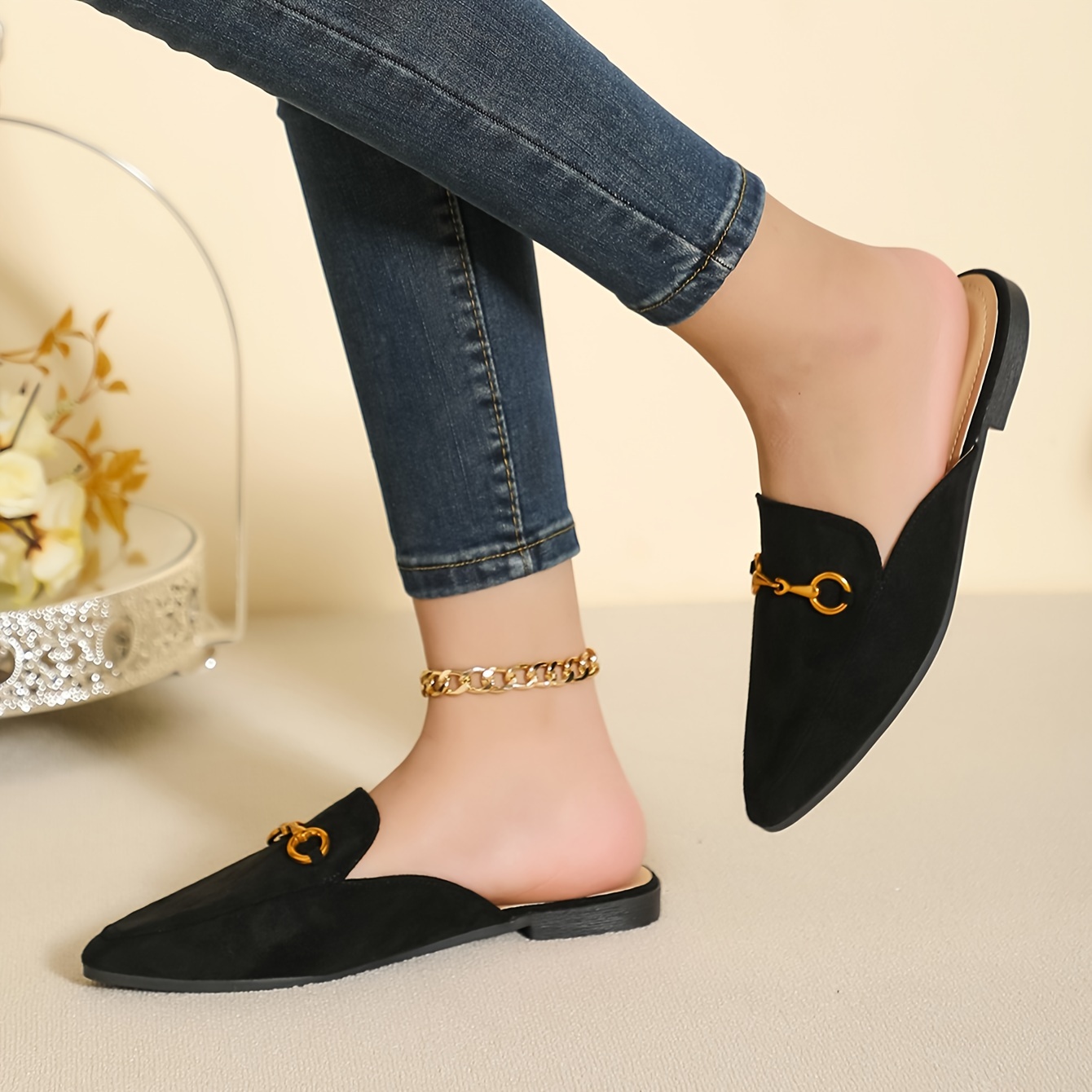 

Women's Trendy Flat Mules, Elegant Point Toe Slip On Shoes, Lightweight & Comfortable Shoes