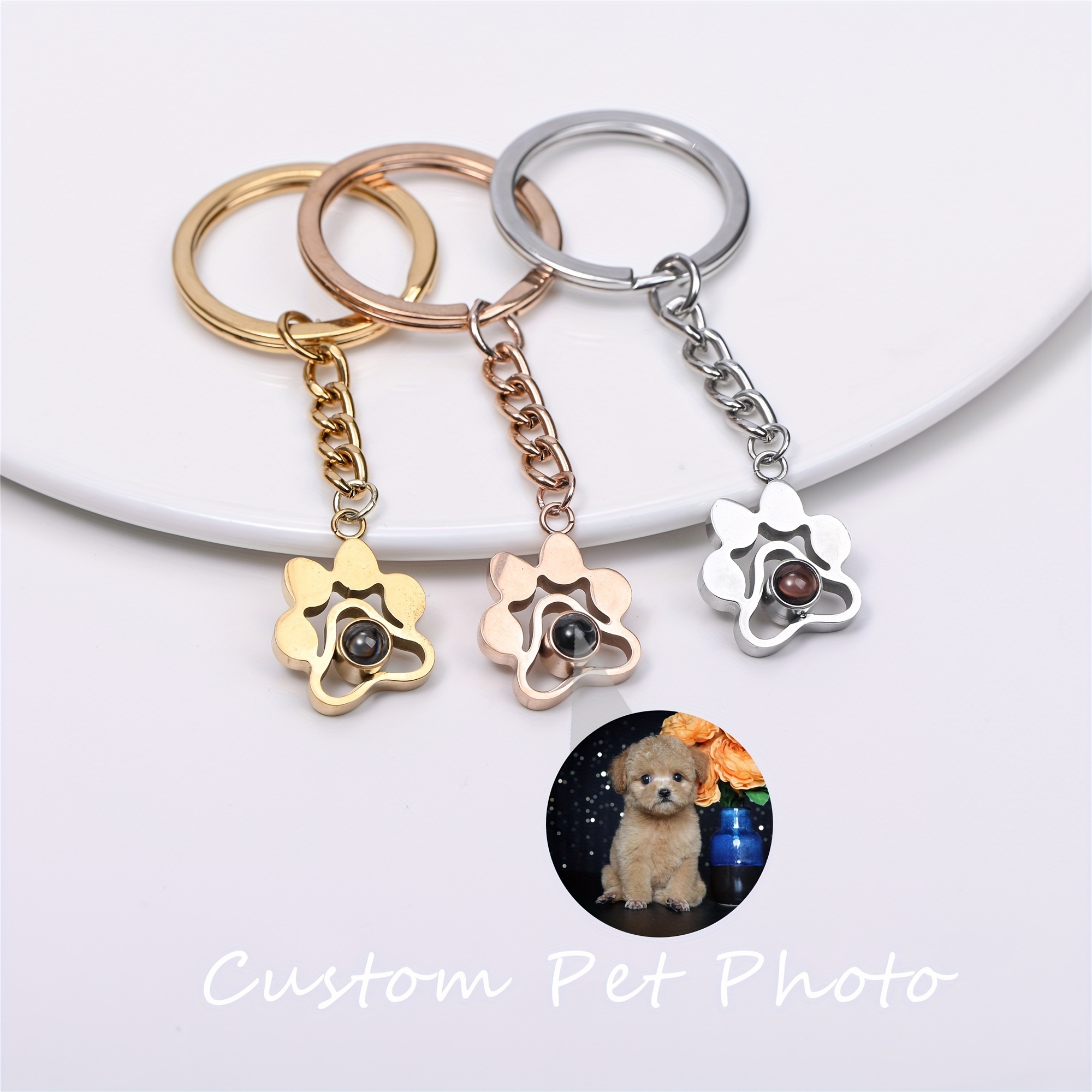 

Pet Keychain In Steel, Personalized Keyring Engraved