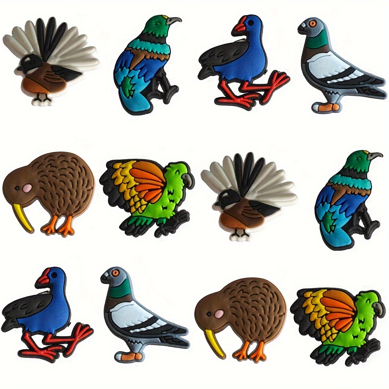 TEMU 12/6pcs Birds Shaped Charms Shoe Decoration Charms Assorted Varieties For Sandals, Sandals Slippers Durable Shoe Charms