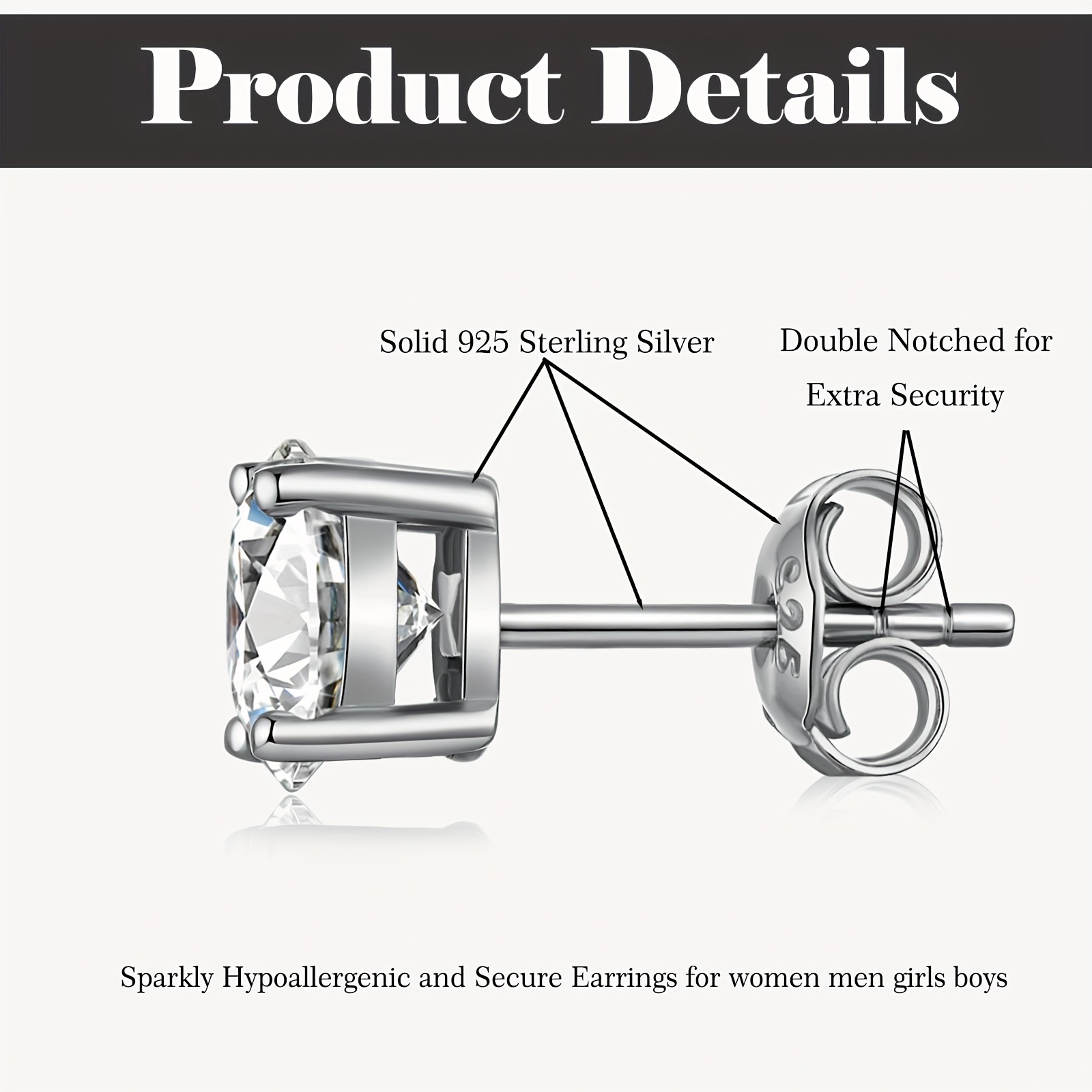     1 4 carat moissanite four prong earrings 925 sterling silver   vvs1 round cut earrings fine jewelry gifts for men and women couple gifts mothers day gifts Product details 4