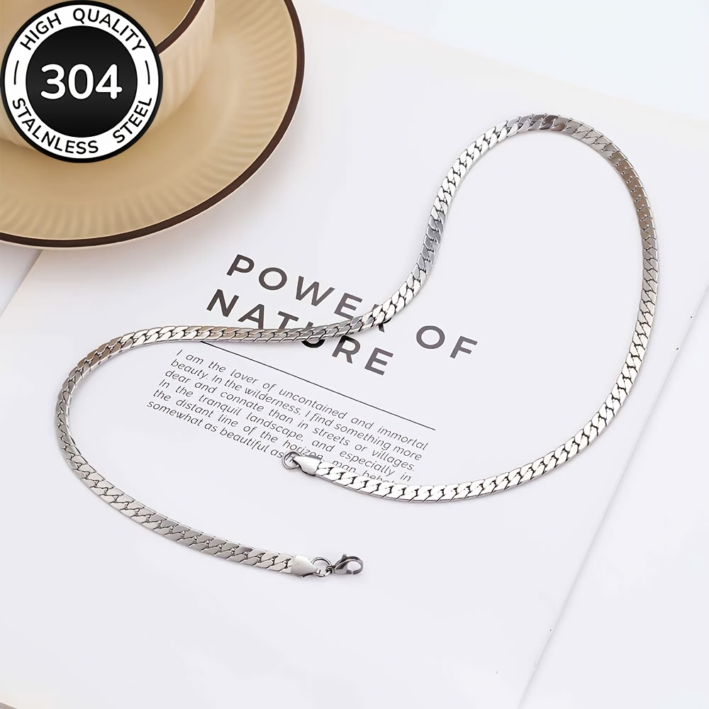 Men's Cuban Link Chain Necklace in Polished 304 Stainless Steel