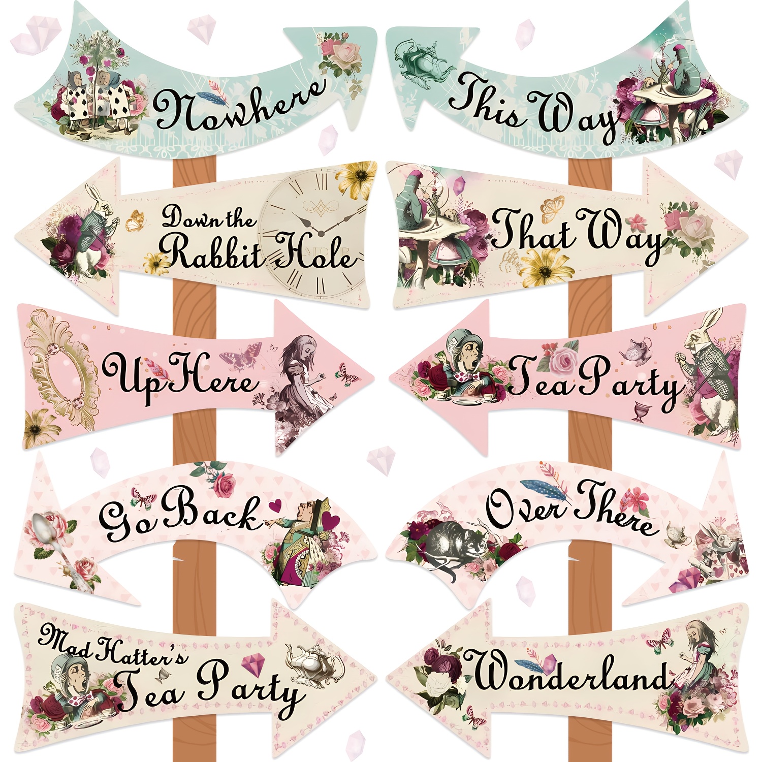 E-shop Märchenbuch-inspiriert | Verspielte -Willkommensschilder - Vintage-Stil -Deko, Blumen- & Teeparty-Themen Papierdekorationen, für Zuhause &