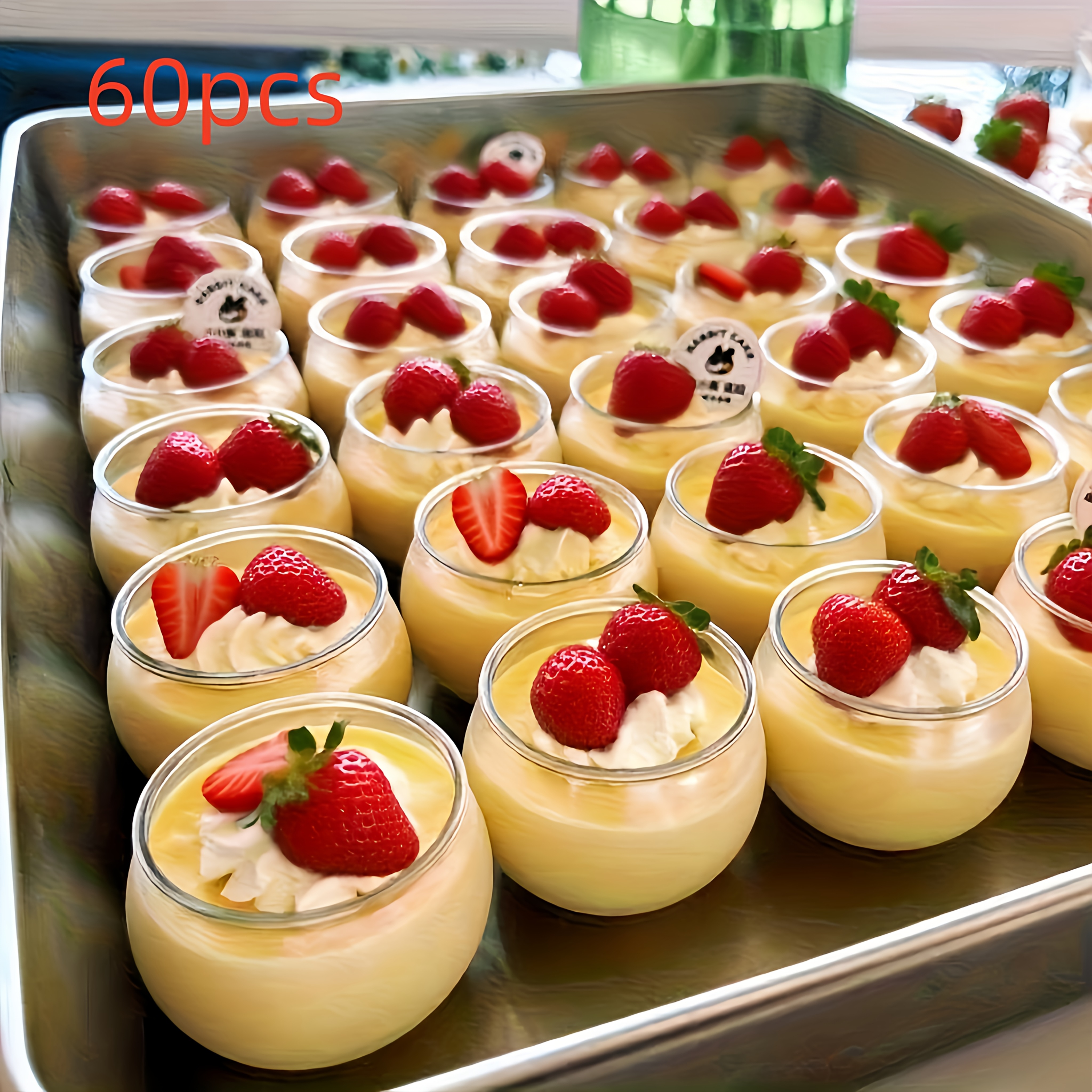 Image of 30/60pcs Mini Clear Dessert Mousse Cake Containers - Dessert Cups, Hand Wash Only, Suitable For Weddings, Christmas, Halloween, Easter, And Graduation Parties