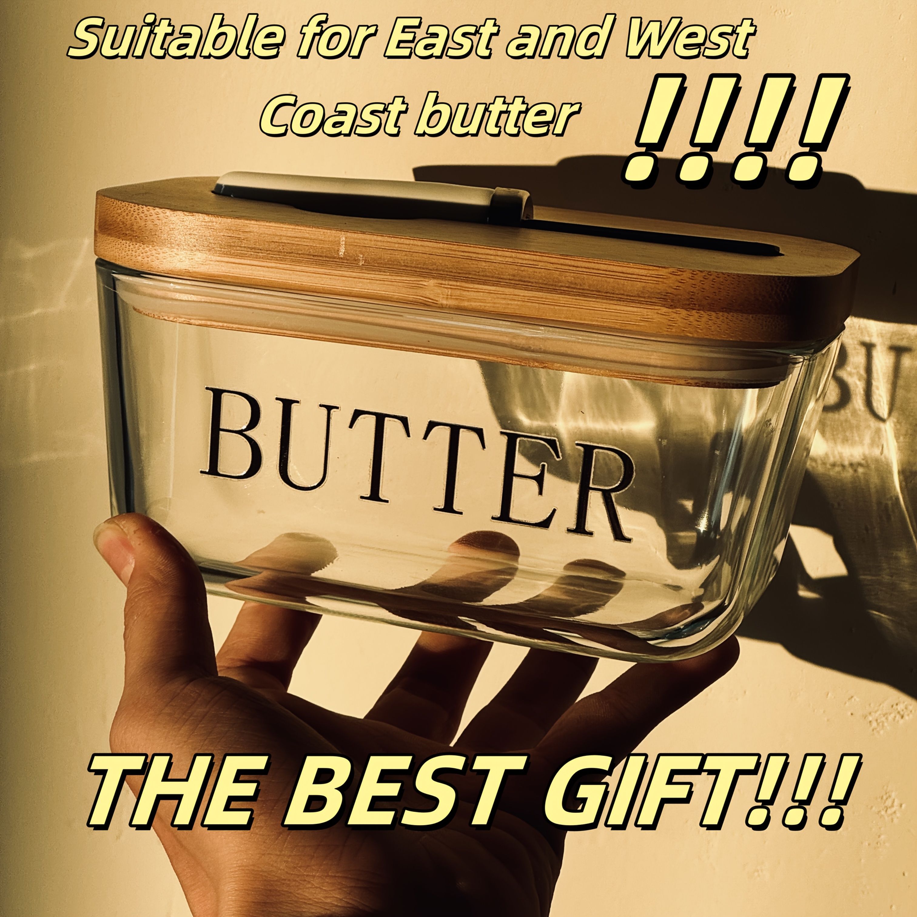 

1pc, 700ml/25oz Capacity, Butter Dish With Clear With Bamboo Lid, Suitable For All Butter Sizes, A Great Gift For The Kitchen And Dining Room