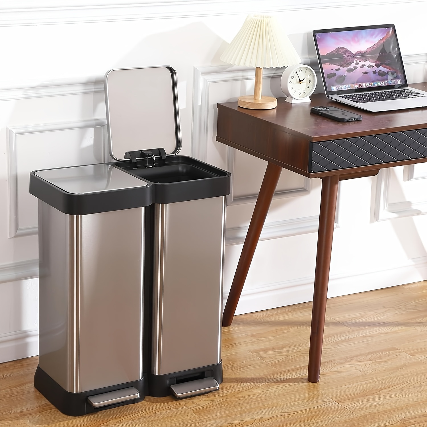 rostfritt stålsoptunna med dubbla lock 40l (2x20l) - Temu Sweden