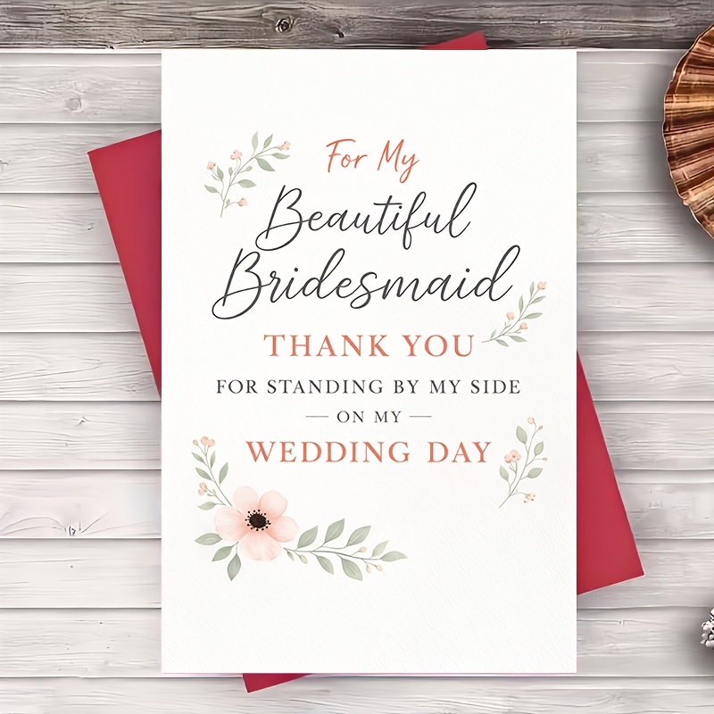 TEMU Carte de remerciement pour demoiselle d', fleurs, , appréciation pour meilleure , sœur, femmes, carte de vœux 2D, cadeau de fête nuptiale, carte
