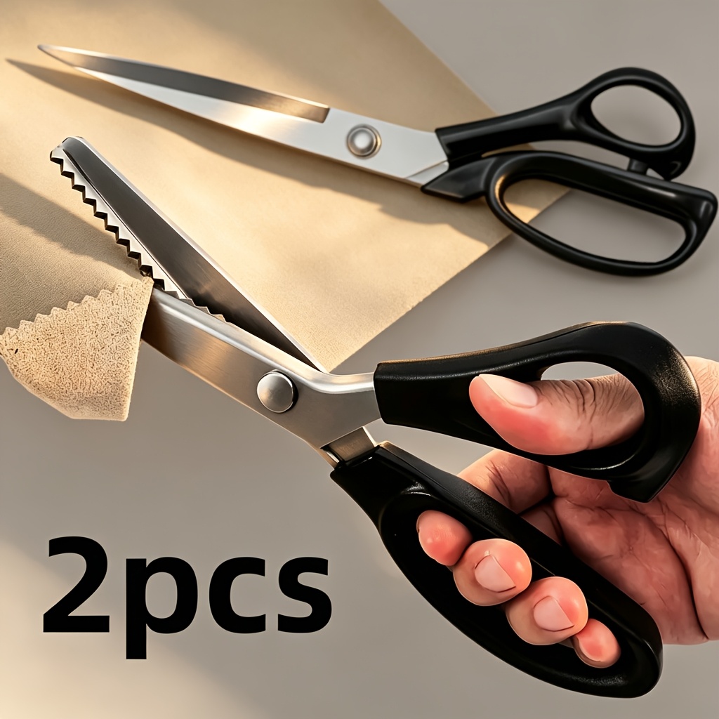 TEMU 2pcs Professional Heavy-duty Stainless Steel Tailoring Scissors Set - With Serrated Sewing Scissors, 23.5cm/9.25 Inch, , For Cutting Fabric And