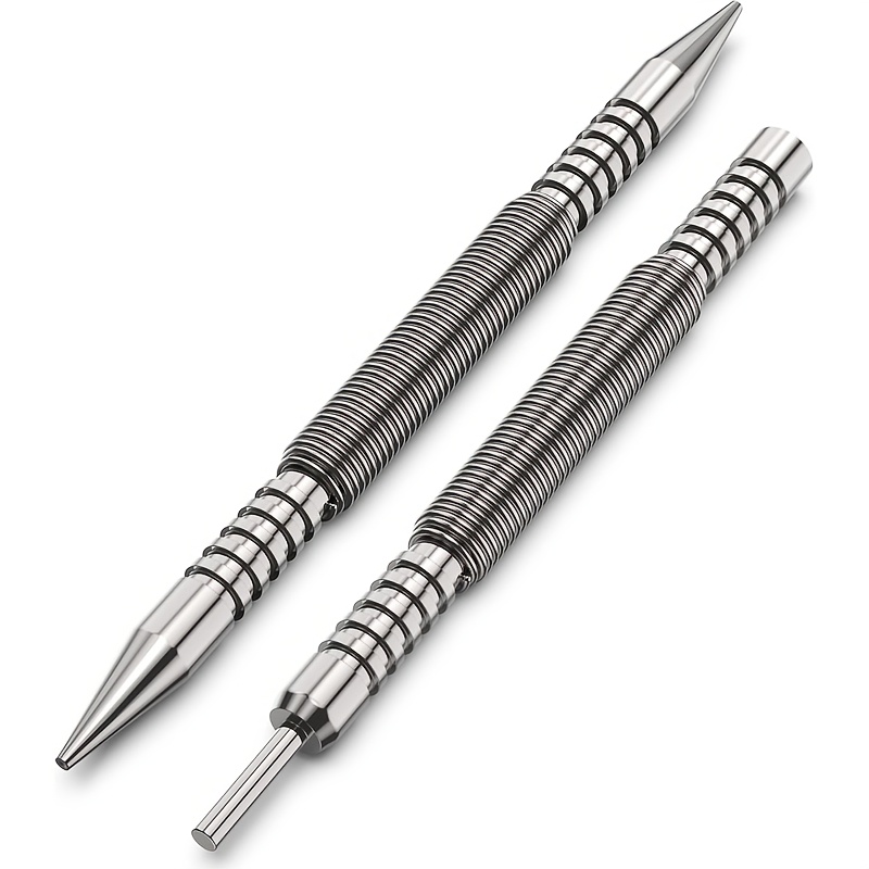 TEMU Spring Loaded Nail Set Tools, 2-pcs Dual Head Nail Setter And Hinge Pin Punch Set, Hammerless 1/16& 3/32 Spring Nail Set, Super Door Pin Removal