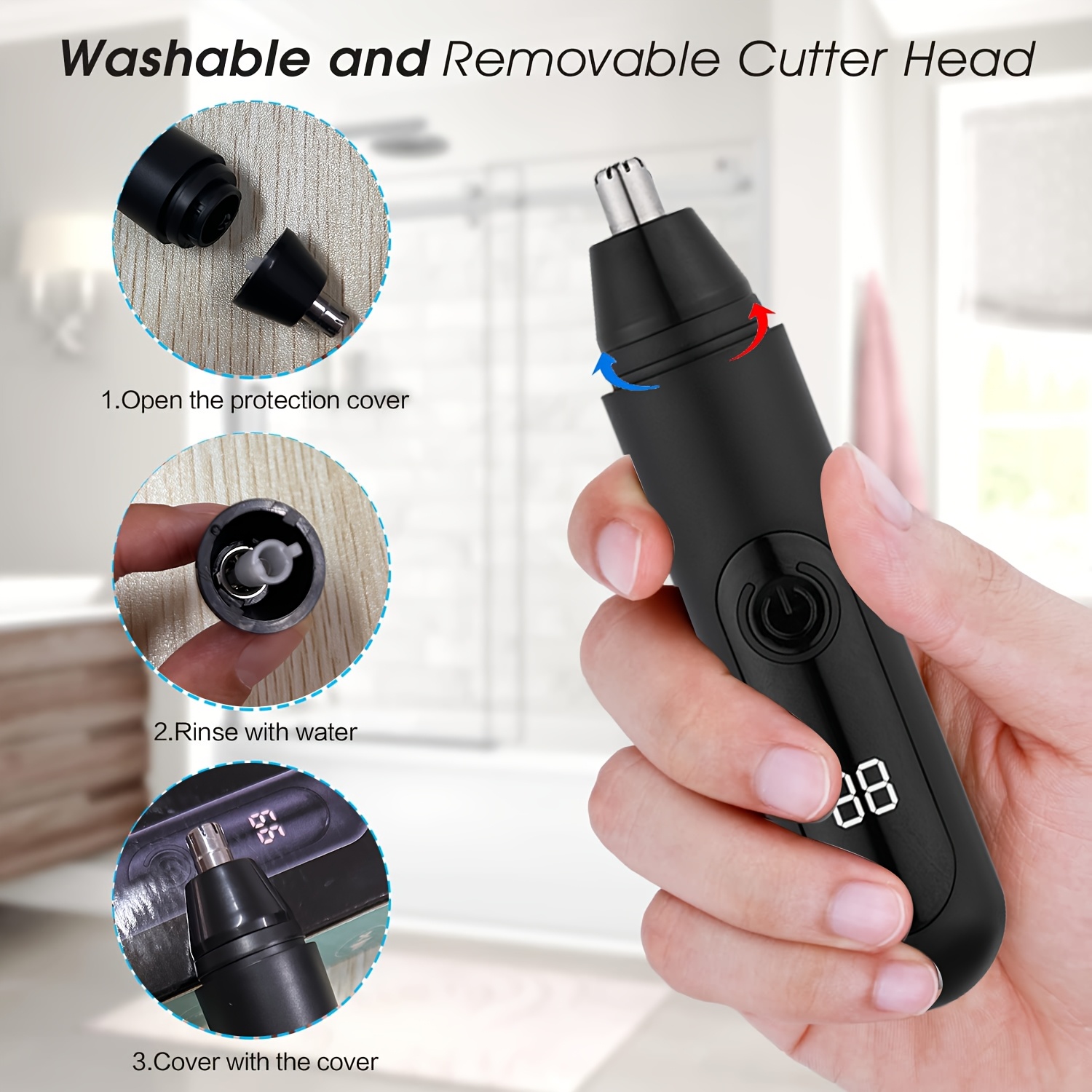 1pc electric nose hair trimmer usb rechargeable ear and nose hair clippers facial hair trimmer for eyebrows and body portable design with neck brush plastic material 500mah lithium battery Product details 1