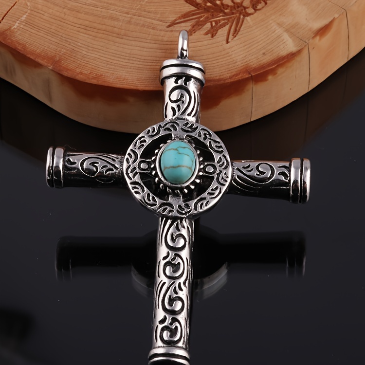 retro cross pendant necklace jewelry for men and women details 6