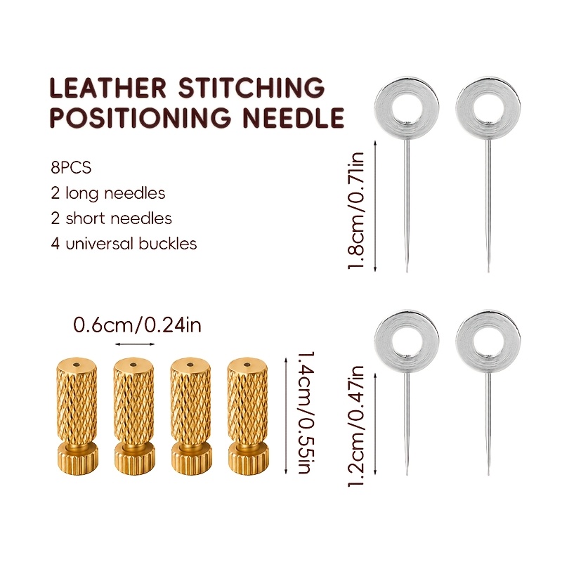 TEMU 8pcs Leather Stitching Positioning Pins, Leather Sewing Fixing Pins For Leathercraft Hand Stitching, Basting Locator Tool 2 Long Needles And 2