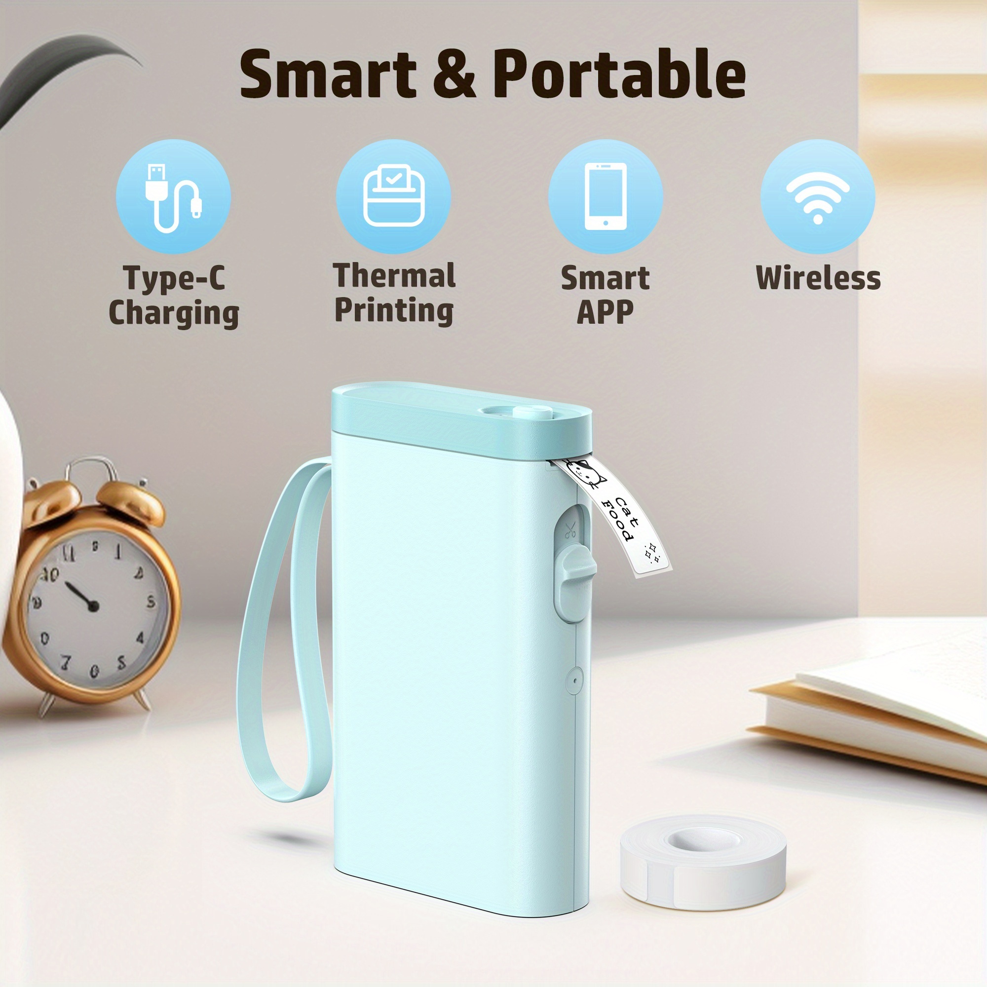 TEMU P21 Label Maker Printer - Wireless Thermal Label Printer, Label Maker Machine With Tape, Rechargeable, Portable, Printing, Inkless, , For Office