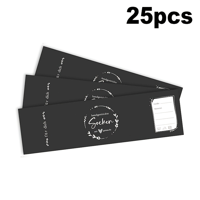 Image of 25pcs, German-style Sock Clip Seals, Simple Black-and-, Suitable For Printed Garters, Home Decor, Sock Decoration, Hand-knitted Sock Labels, And Party Decorations