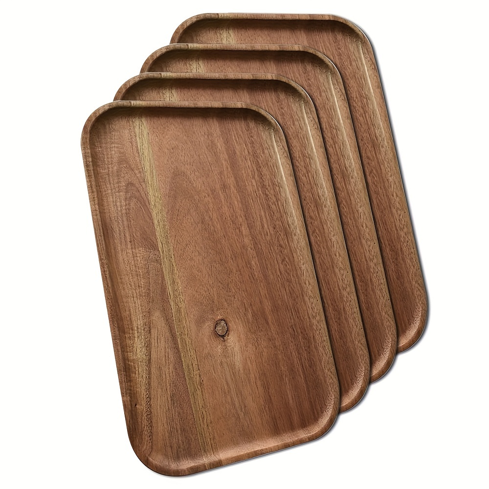 

4pack Wooden Plate Trays, "11.8 X 7.9" Wood Plate, Dessert Platter Cookie