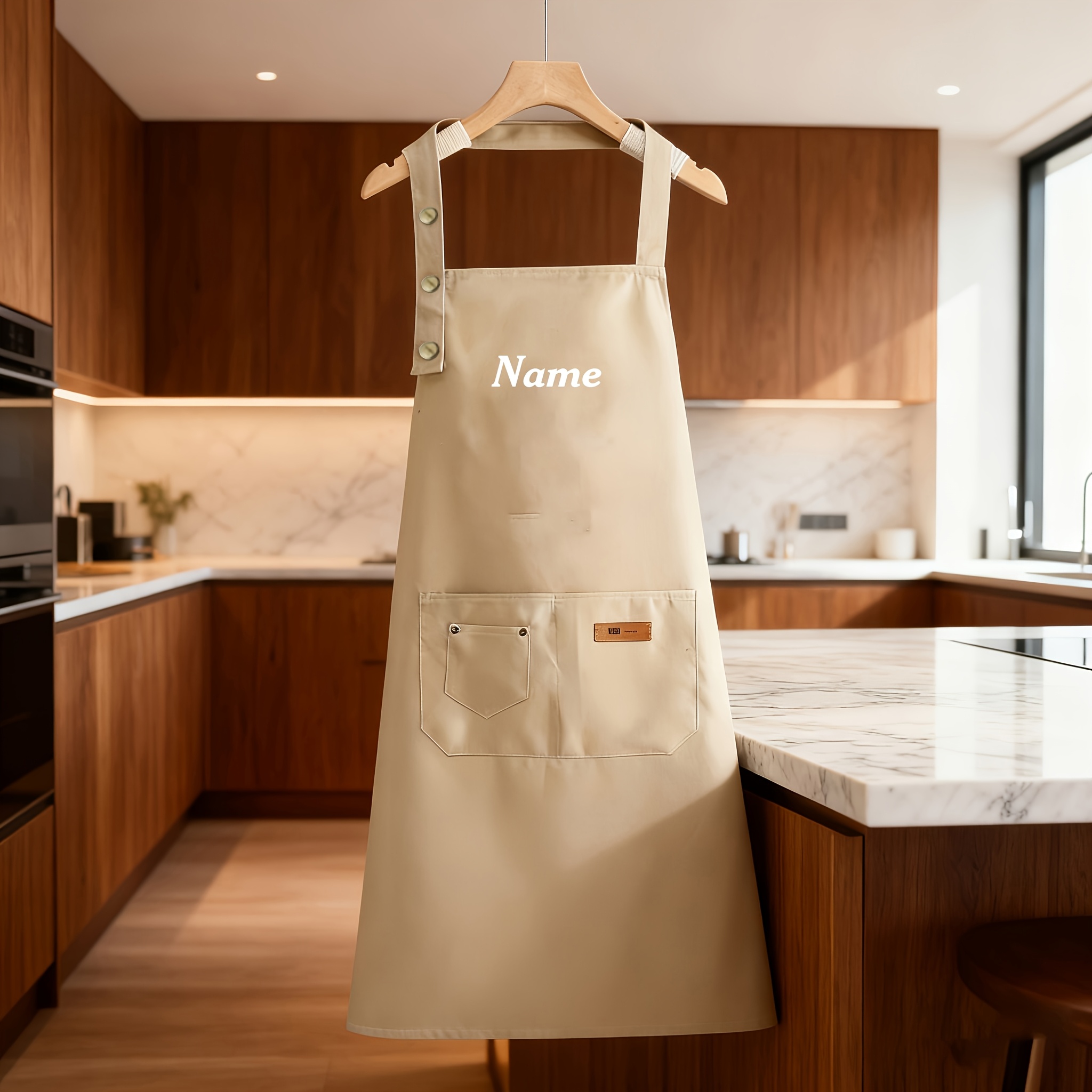 TEMU Customizable Names Or Words, Custom Name Aprons, Kitchen Aprons With Pockets, Adjustable Neck Straps For Men And Women, Personalized Aprons For