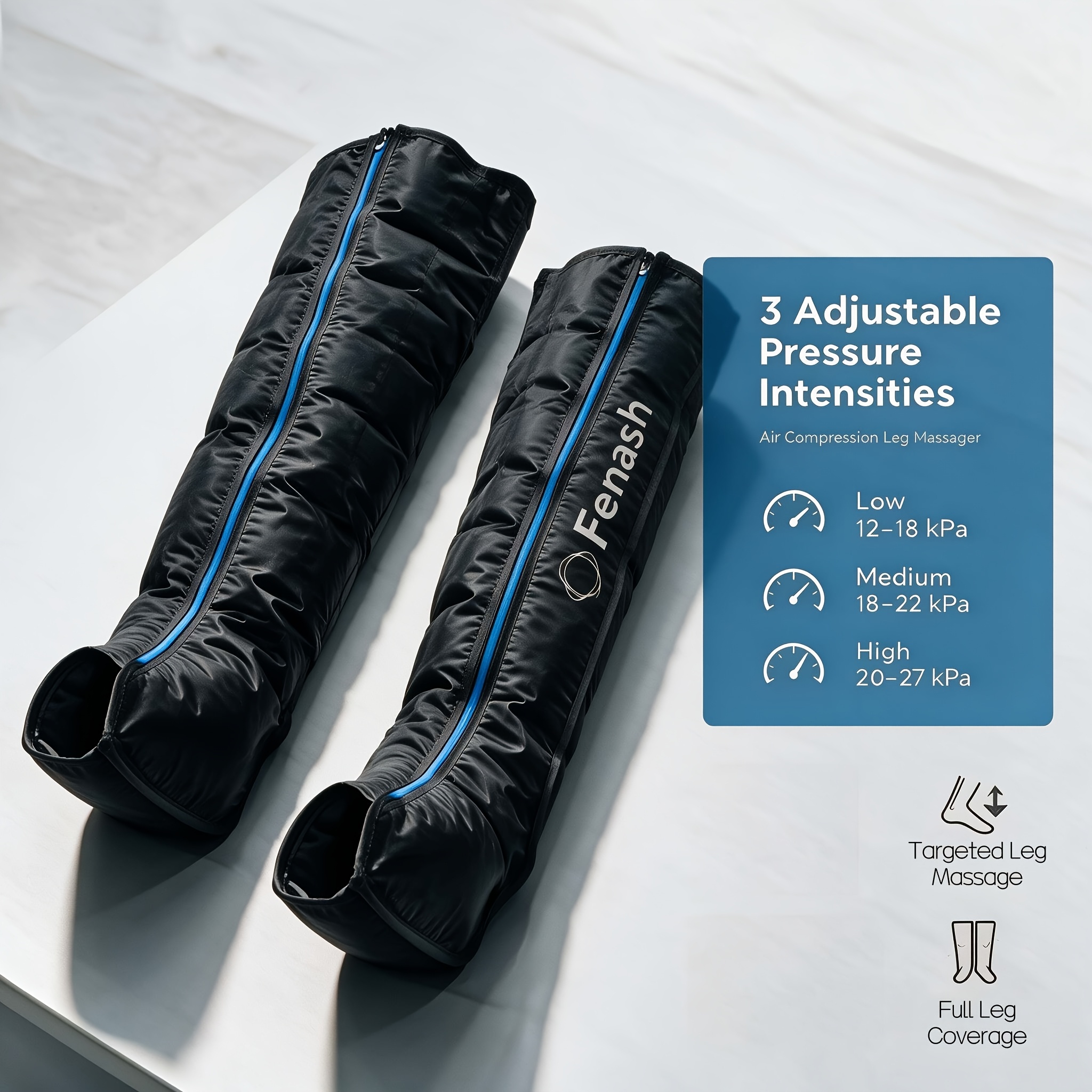 Image of Built-in Intelligent Pressure Sensor Leg Massager, 3 , 3 Intensities, Precise , Uniform Massage For
